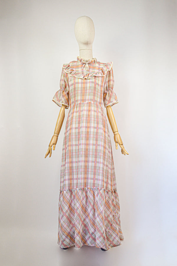 ROSEWOOD - 1970s Vintage Check Maxi Dress - Size S
