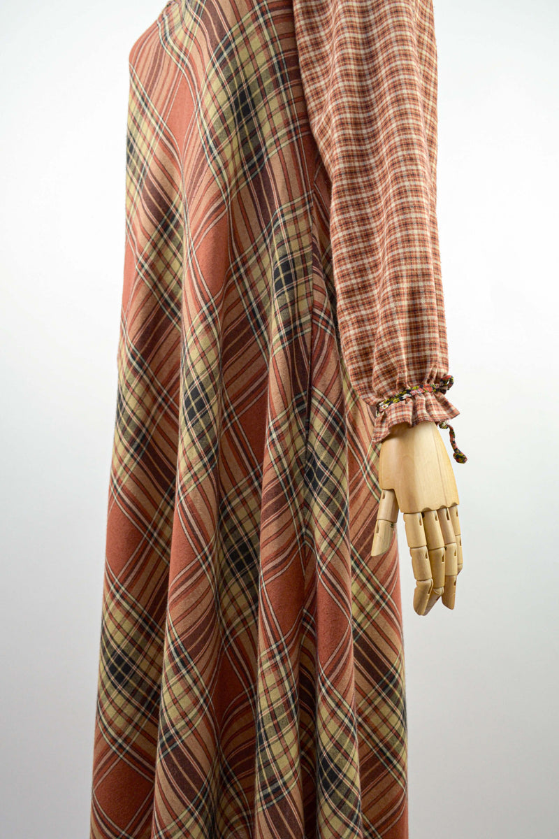 RUSTIC PATCHWORK - 1970s Vintage Check Dress - Size S