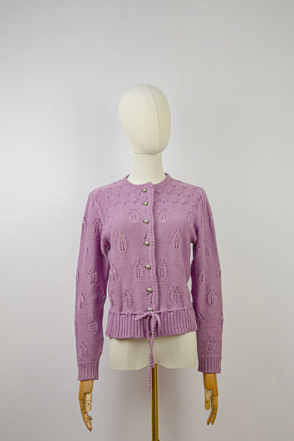 SCABIOSA - 1980s Vintage Lilac Austrian Cardigan - Size S/M