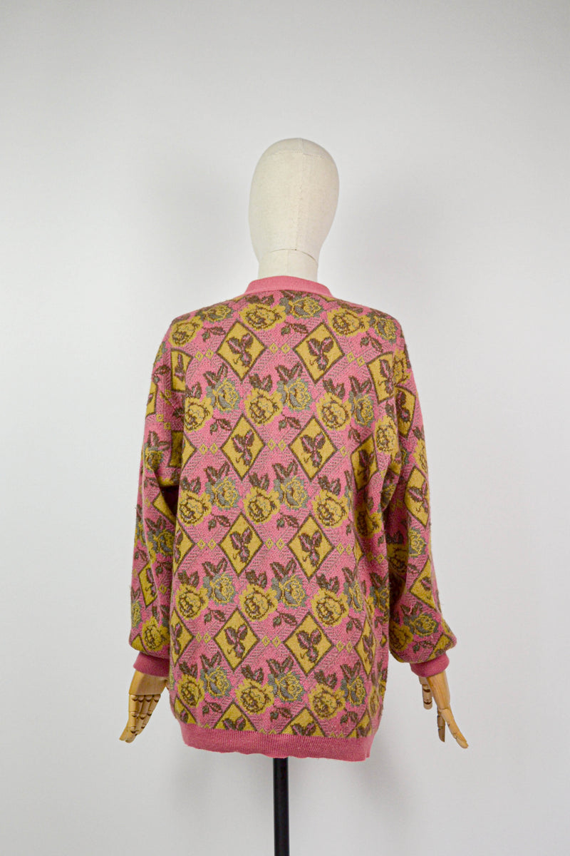 SPICE AND ROSES - 1990s Rodier Floral Cardigan - Size M