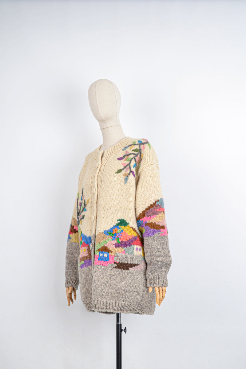 SPRING AWAKENS -  1980s Vintage Dobrila Cardigan - Size S/M