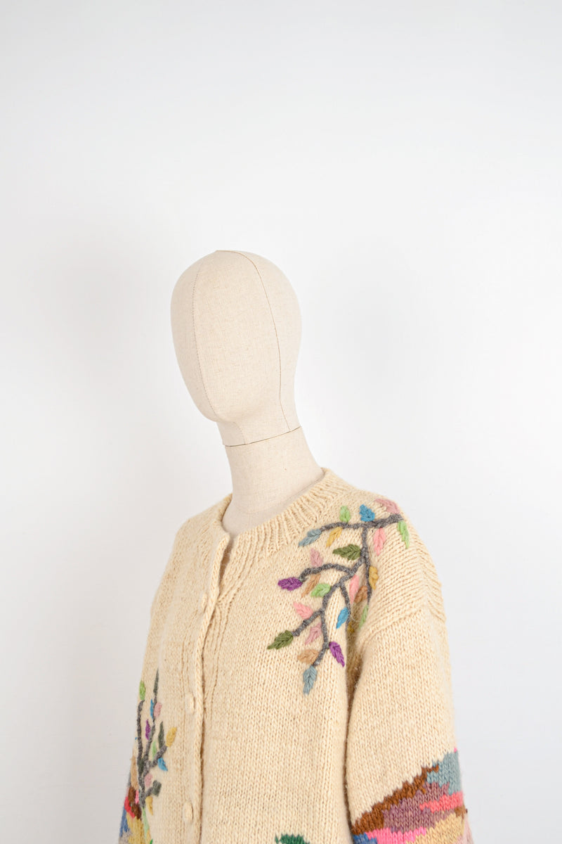 SPRING AWAKENS -  1980s Vintage Dobrila Cardigan - Size S/M