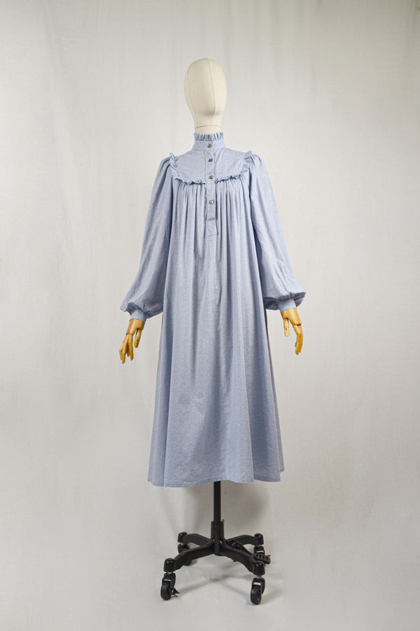 SPRING SHOWERS - 1970s Vintage Laura Ashley Polka Dot Print Dress - Size S
