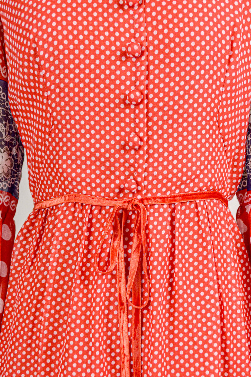 STRAWBERRY - 1970s Kati at Laura Phillips Dress Polka Dot Dress - Size M