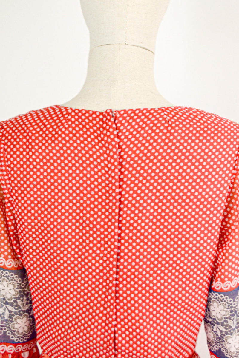 STRAWBERRY - 1970s Kati at Laura Phillips Dress Polka Dot Dress - Size M