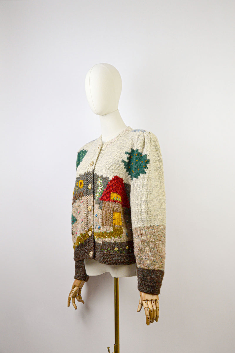 STORYBOOK - 1980s Vintage Wool Austrian Cardigan - Size S/M