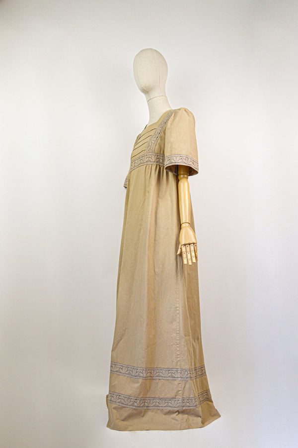 SERENE - 1970s Vintage Cotton Prairie Dress - Size M