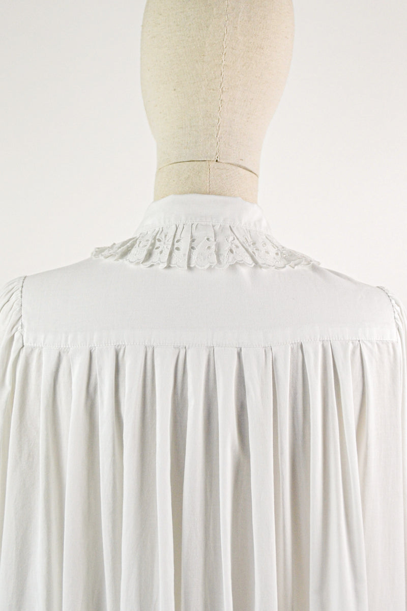 SWEETHEART - 1980s Vintage Laura Ashley Crisp White Cotton Dress - Size S/M
