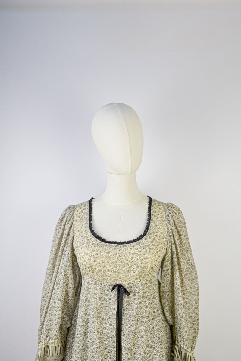 SYMPHONY - 1970s One of a Kind Kati ast Laura Phillips Empire Waist Maxi Dress - Size S