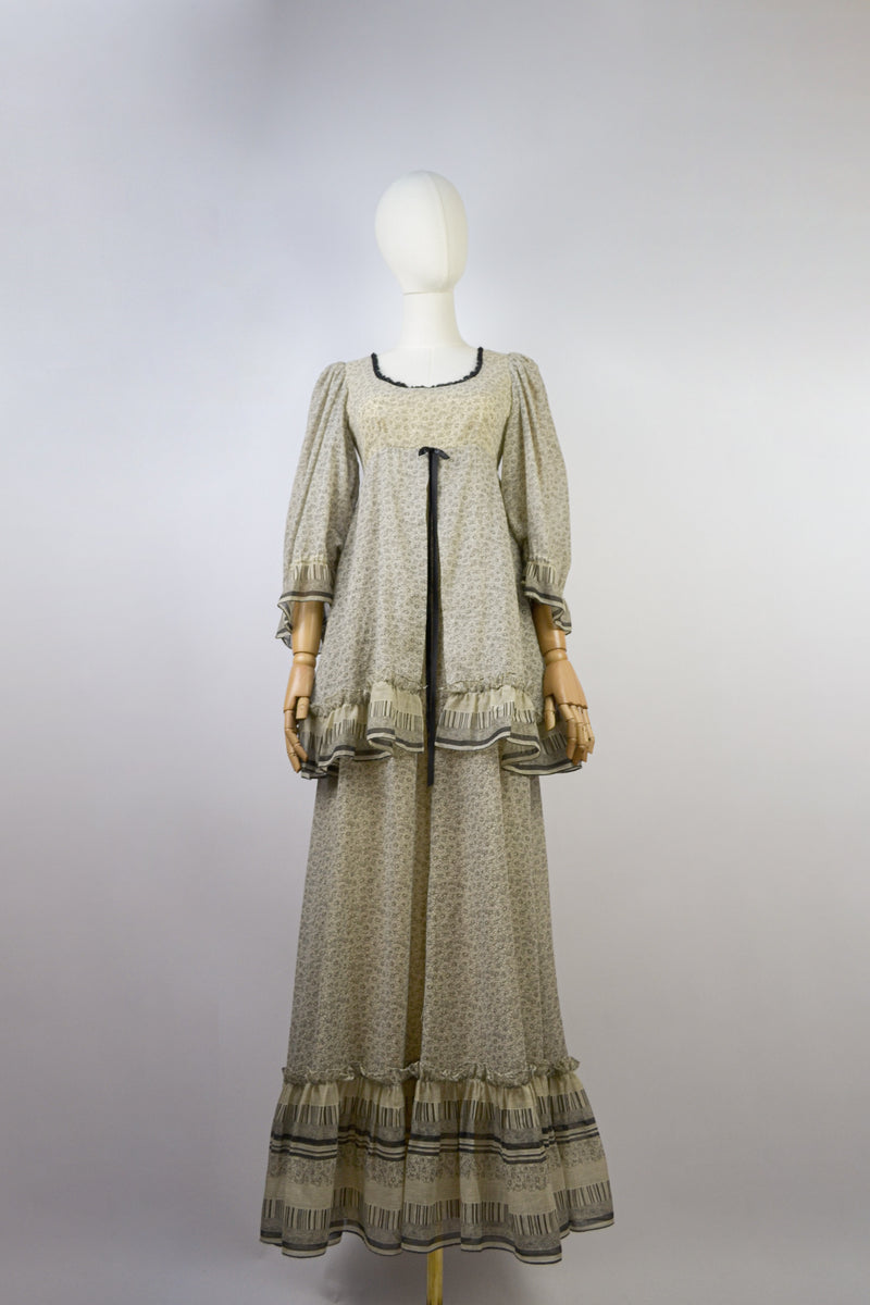 SYMPHONY - 1970s One of a Kind Kati ast Laura Phillips Empire Waist Maxi Dress - Size S