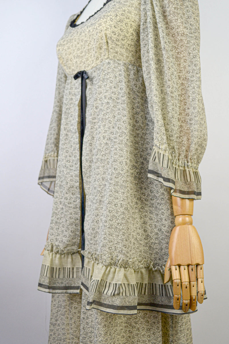 SYMPHONY - 1970s One of a Kind Kati ast Laura Phillips Empire Waist Maxi Dress - Size S