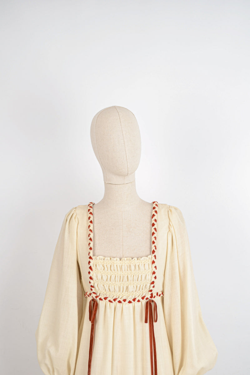 THE BELLE - 1970s Vintage Empire Waist Annigh Gough at Gemini Prairie Dress - Size S