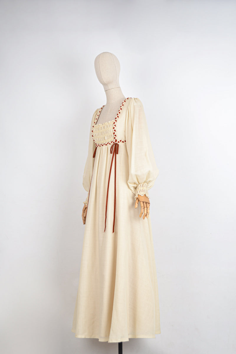 THE BELLE - 1970s Vintage Empire Waist Annigh Gough at Gemini Prairie Dress - Size S