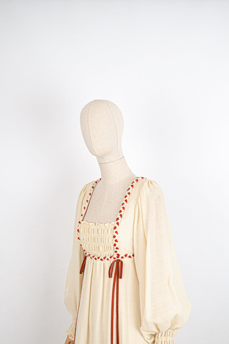 THE BELLE - 1970s Vintage Empire Waist Annigh Gough at Gemini Prairie Dress - Size S