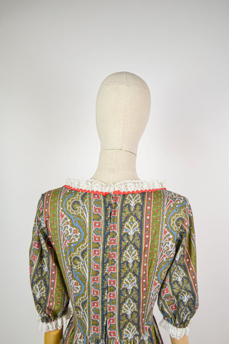 THE ENCHANTMENT - 1970s Vintage and Rare Angela Gore Paisley Prairie Dress - Size S/M