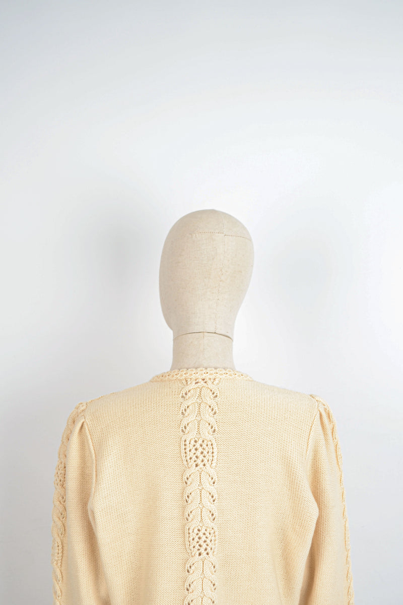VANILLA - 1980s Vintage Ivory Austrian Cardigan - Size S/M