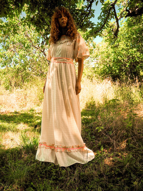 AZALEA - 1970s Vintage Ditsy Floral Prairie Dress - Size S/M