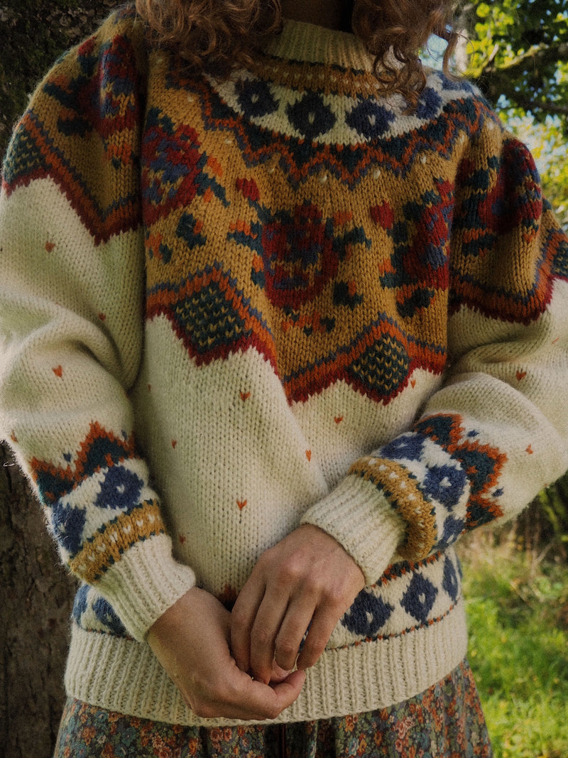 FOLK GARDEN - 1980s Vintage Tricobel Wool Jumper - Size S/M