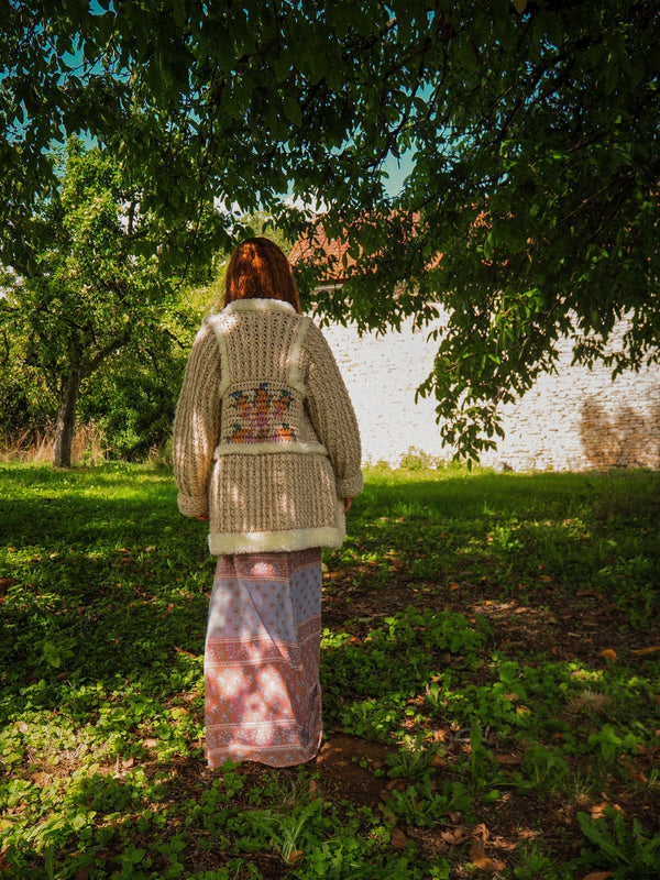 SOFT SEPTEMBER - 1990s Vintage Crochet Embroidered Jacket - Size S/M