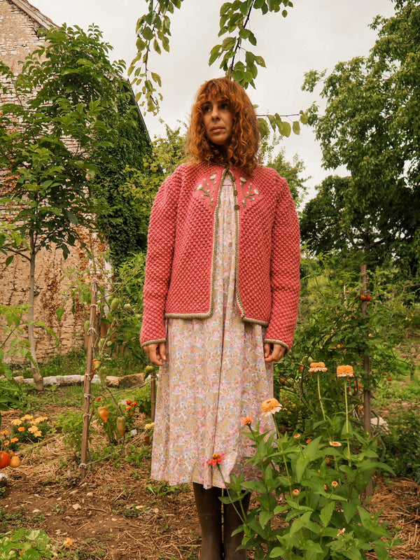 MAUVELLOUS - 1980s Vintage Pink Wool Austrian Cardigan - Size S/M