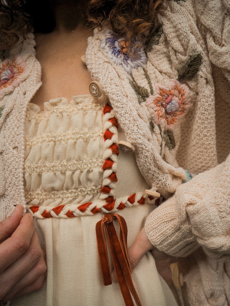 ANEMONE - 1980s Vintage Wolkenstricker Embroidered Cardigan - Size S/M