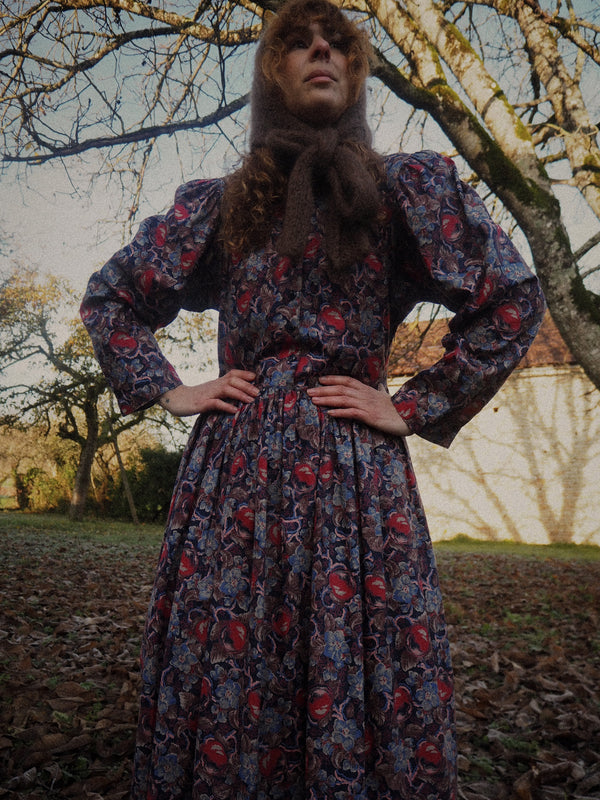 APPLE CANDY - 1980s Rare Vintage Anastasia Paris Apple Blossom Dress - Size M/L