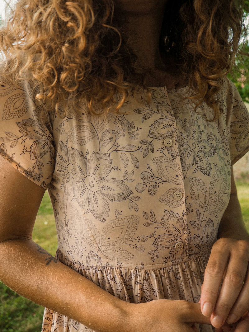 BUCKWHEAT - 1970s Vintage Cacharel Cotton Floral Dress - Size S/M