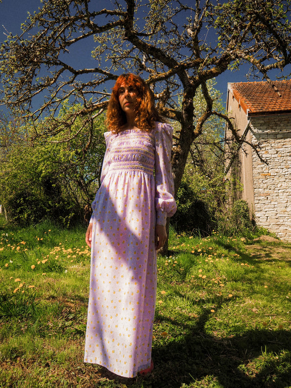 BUTTERCUP - 1970s Vintage Floral Print Prairie Dress - Size XS/S
