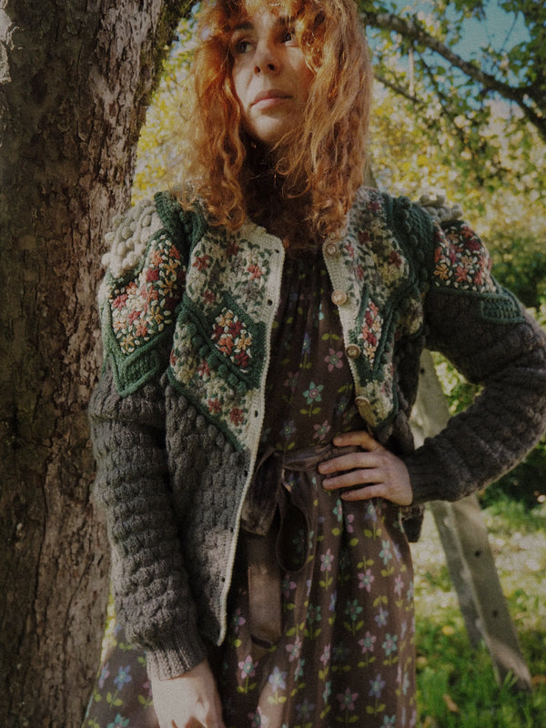 ELM - 1980s Vintage Wolkenstricker Embroidered Wool Cardigan - Size S/M