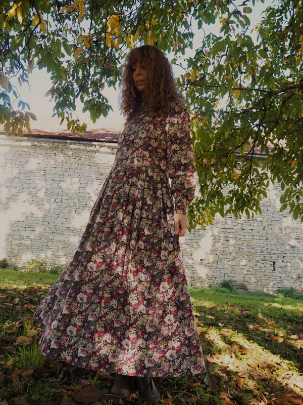 HARVEST ROSE - 1980s Vintage Laura Ashley Floral Print - Size M-L