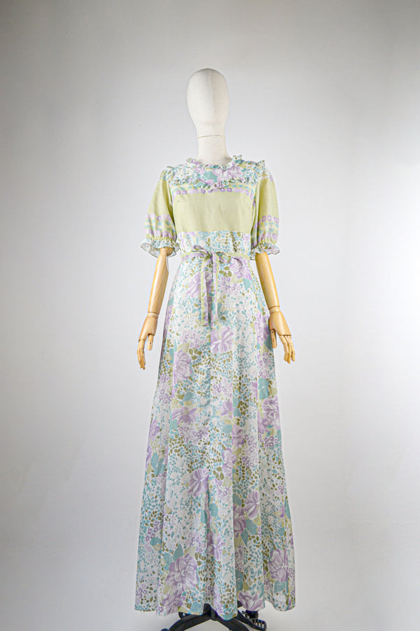 FLOWER LOVE - 1970s Vintage Robilyse Prairie Dress - Size M/L