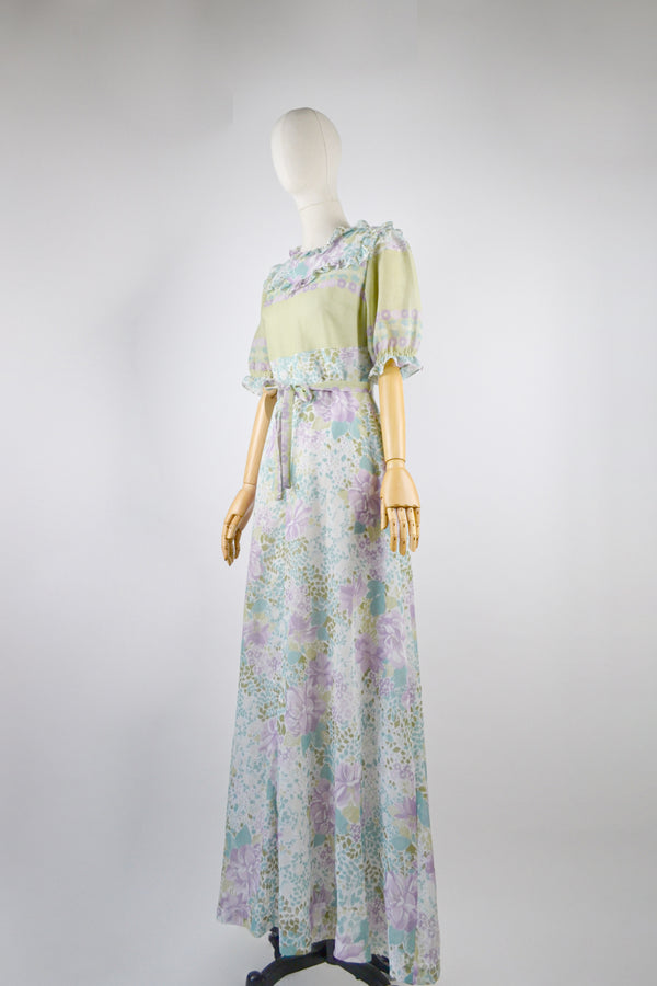 FLOWER LOVE - 1970s Vintage Robilyse Prairie Dress - Size M/L