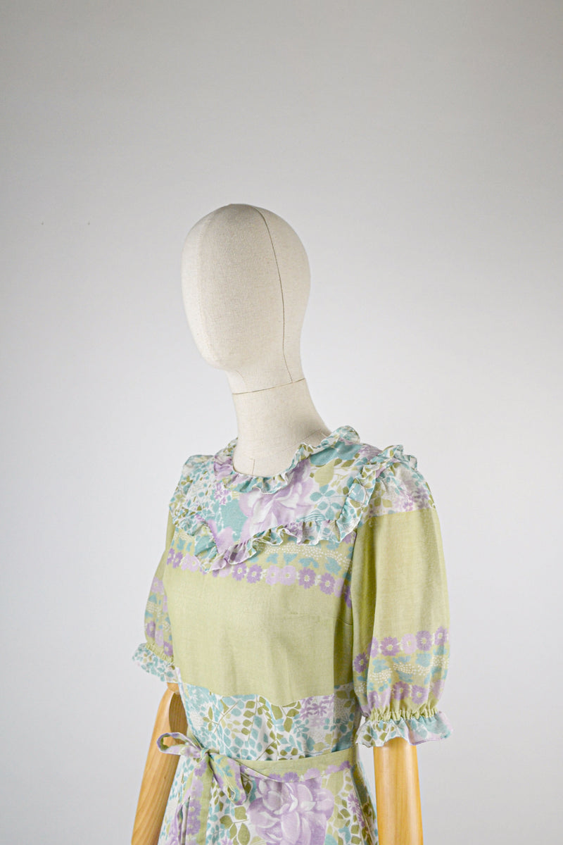 FLOWER LOVE - 1970s Vintage Robilyse Prairie Dress - Size M/L