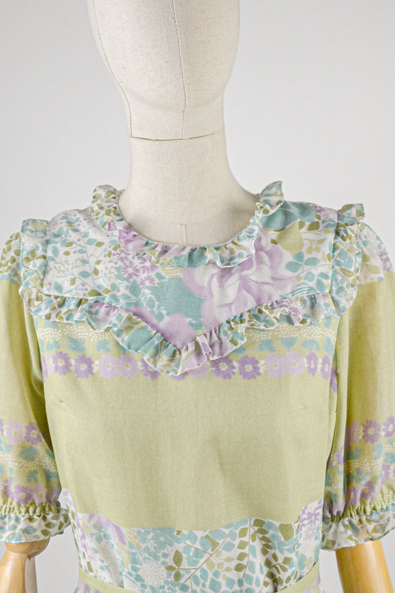 FLOWER LOVE - 1970s Vintage Robilyse Prairie Dress - Size M/L