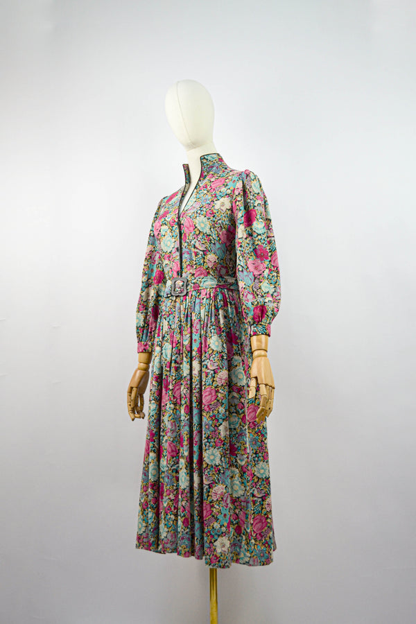 FOREVER MINE - 1970s Vintage Vivien Smith Floral Dress - Size M/L