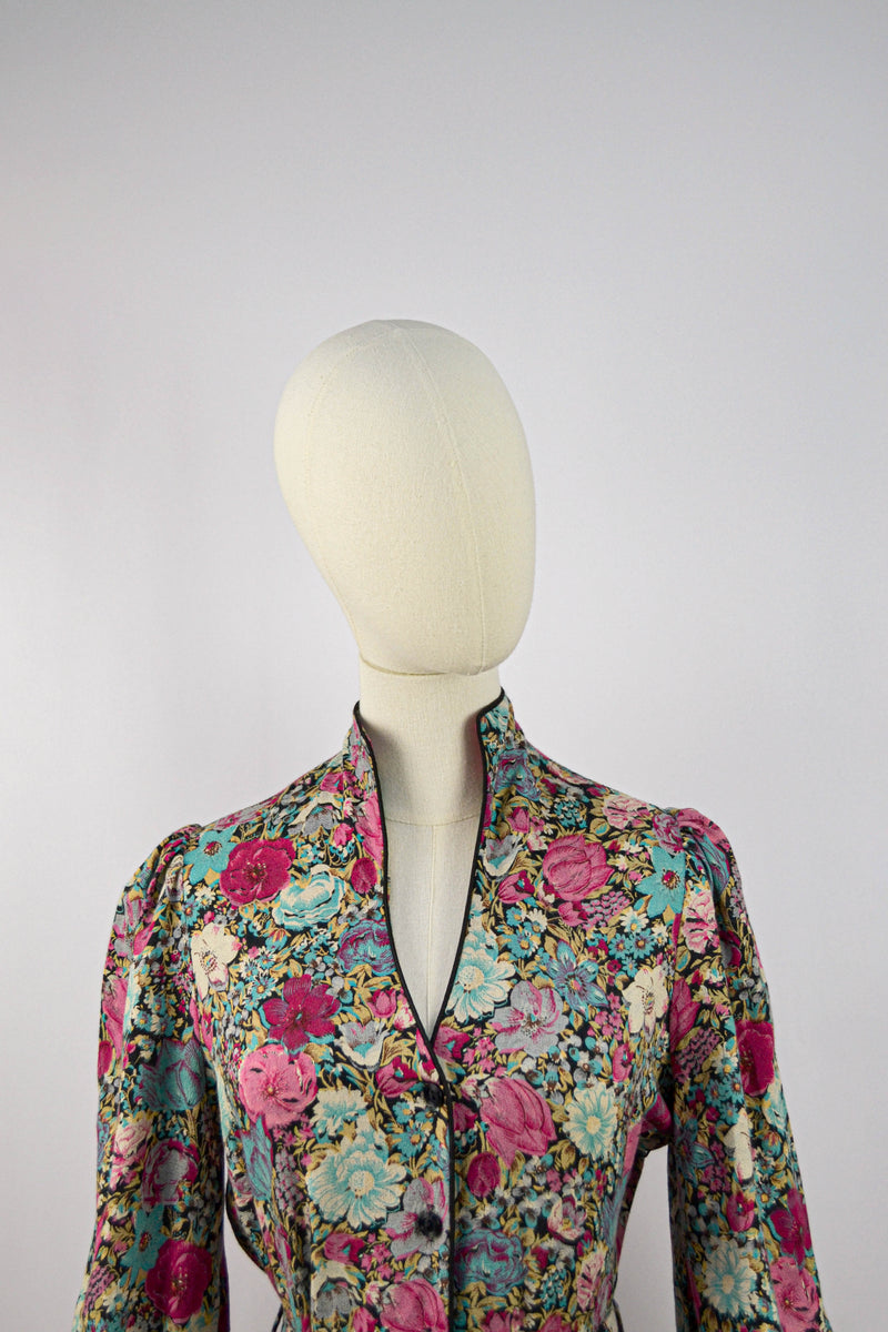 FOREVER MINE - 1970s Vintage Vivien Smith Floral Dress - Size M/L
