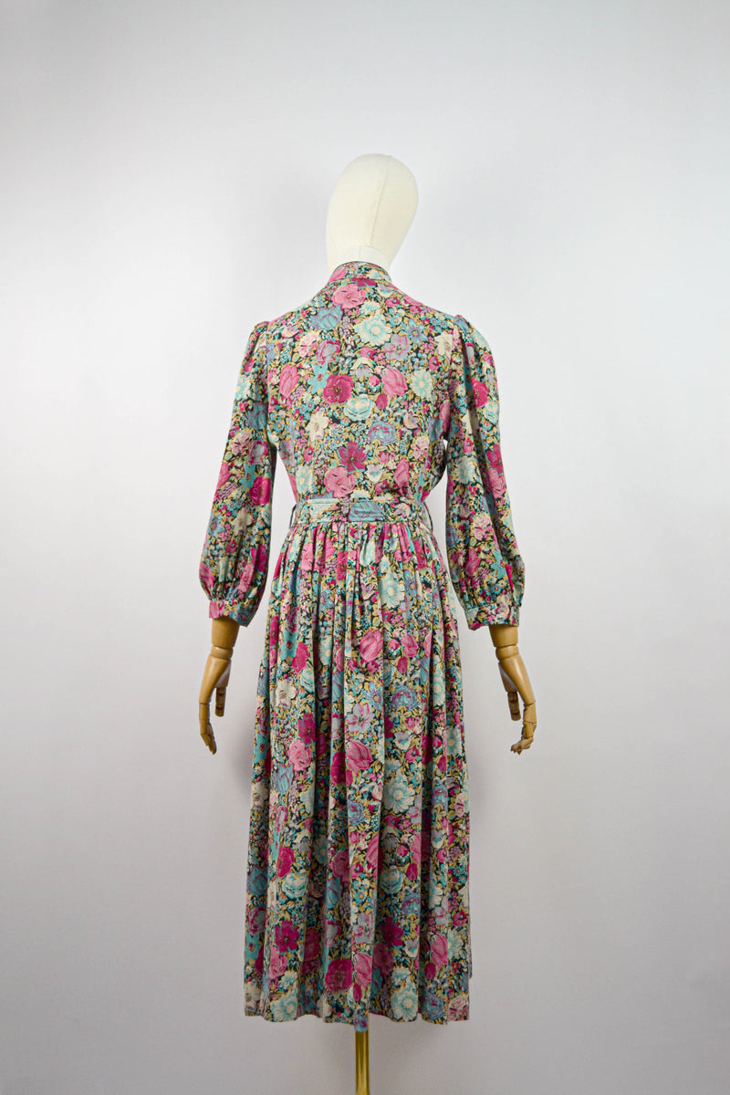 FOREVER MINE - 1970s Vintage Vivien Smith Floral Dress - Size M/L