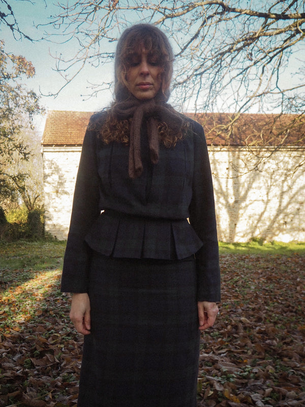HERITAGE - 1980s Vintage Cacharel Tartan Wool Dress - Size S/M