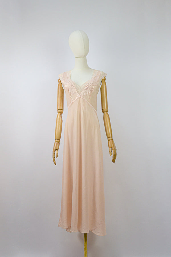 LILY LETTERS - 1930s Vintage Silk Nightgown - Size XS/S