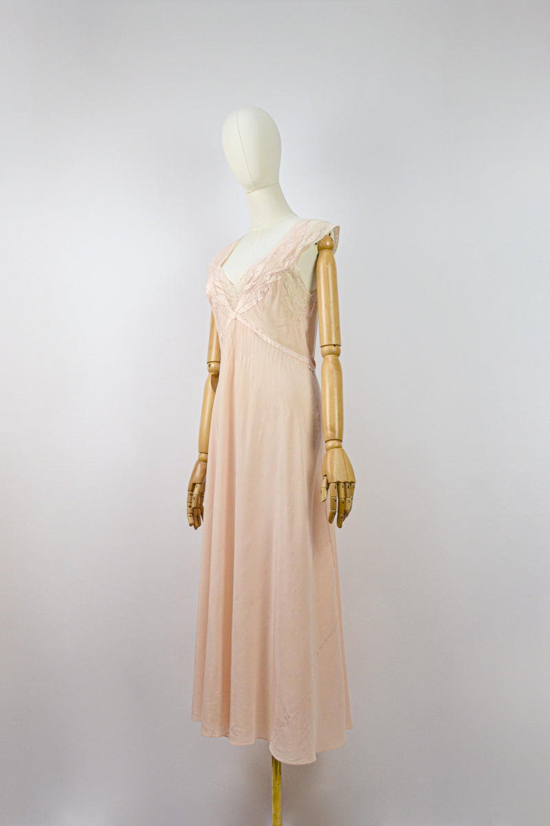 LILY LETTERS - 1930s Vintage Silk Nightgown - Size XS/S