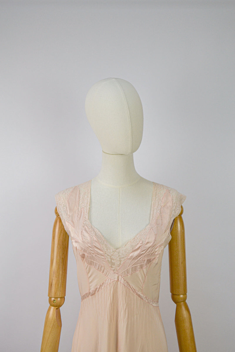 LILY LETTERS - 1930s Vintage Silk Nightgown - Size XS/S