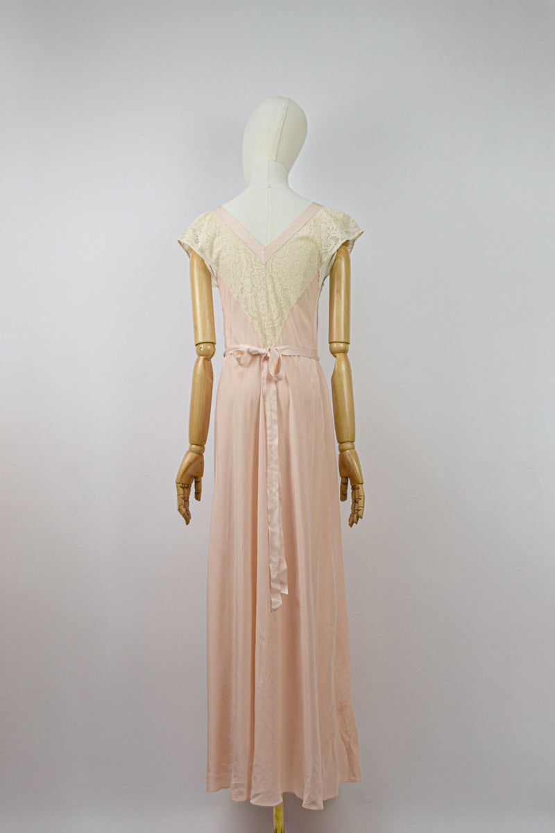 LUSH - 1930s Vintage Silk Blush Pink Nightgown - Size S/M