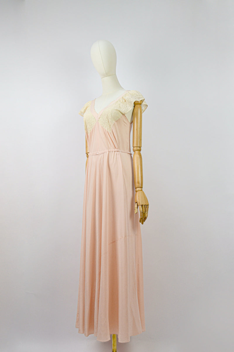 LUSH - 1930s Vintage Silk Blush Pink Nightgown - Size S/M