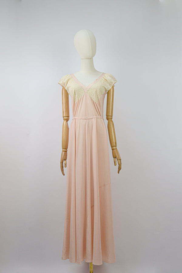 LUSH - 1930s Vintage Silk Blush Pink Nightgown - Size S/M