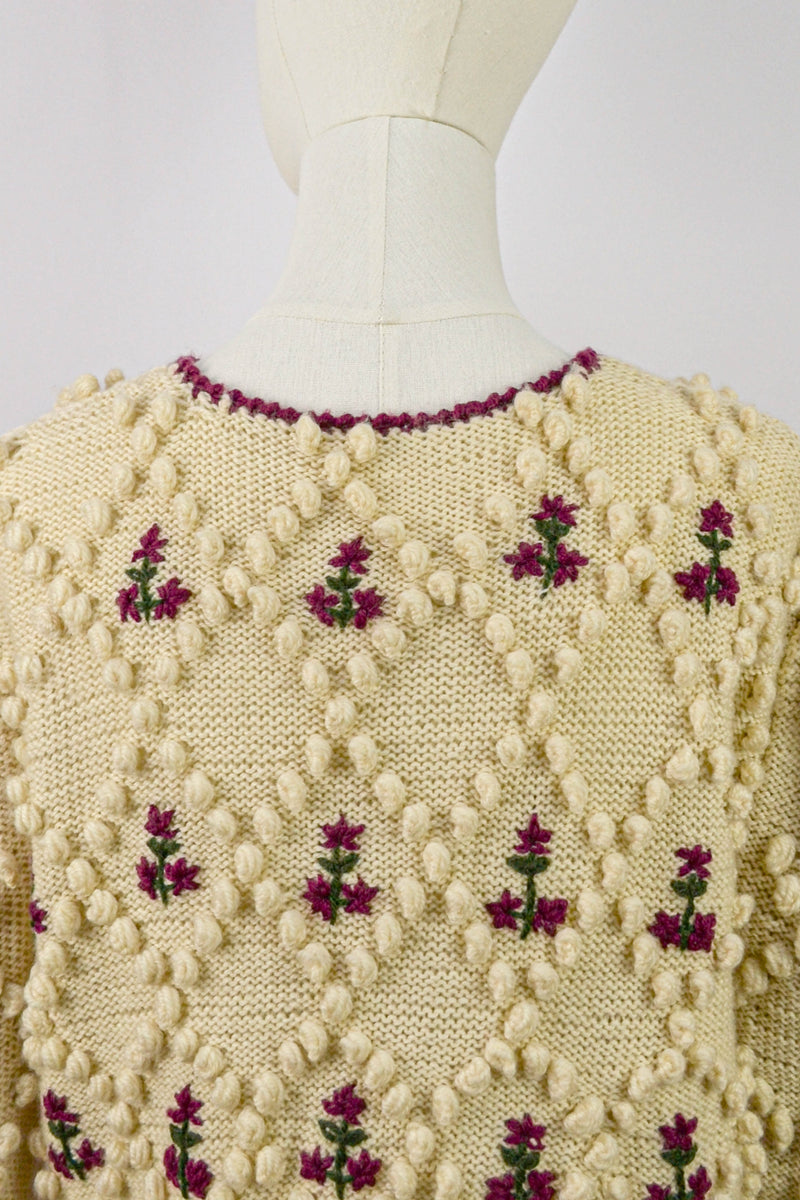 ONLY POPCORN - 1980s Vintage Popcorn Knit Austrian Cardigan - Size M/L