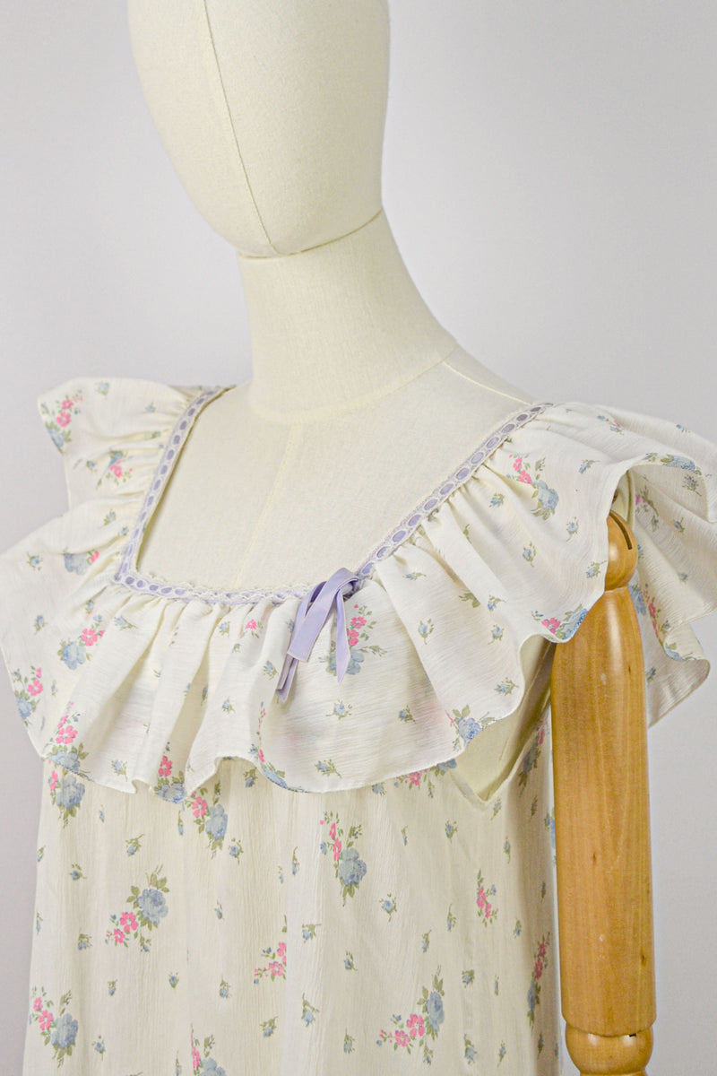 PETAL POETRY - 1990s Vintage Christian Dior Floral Nightgown- Size S