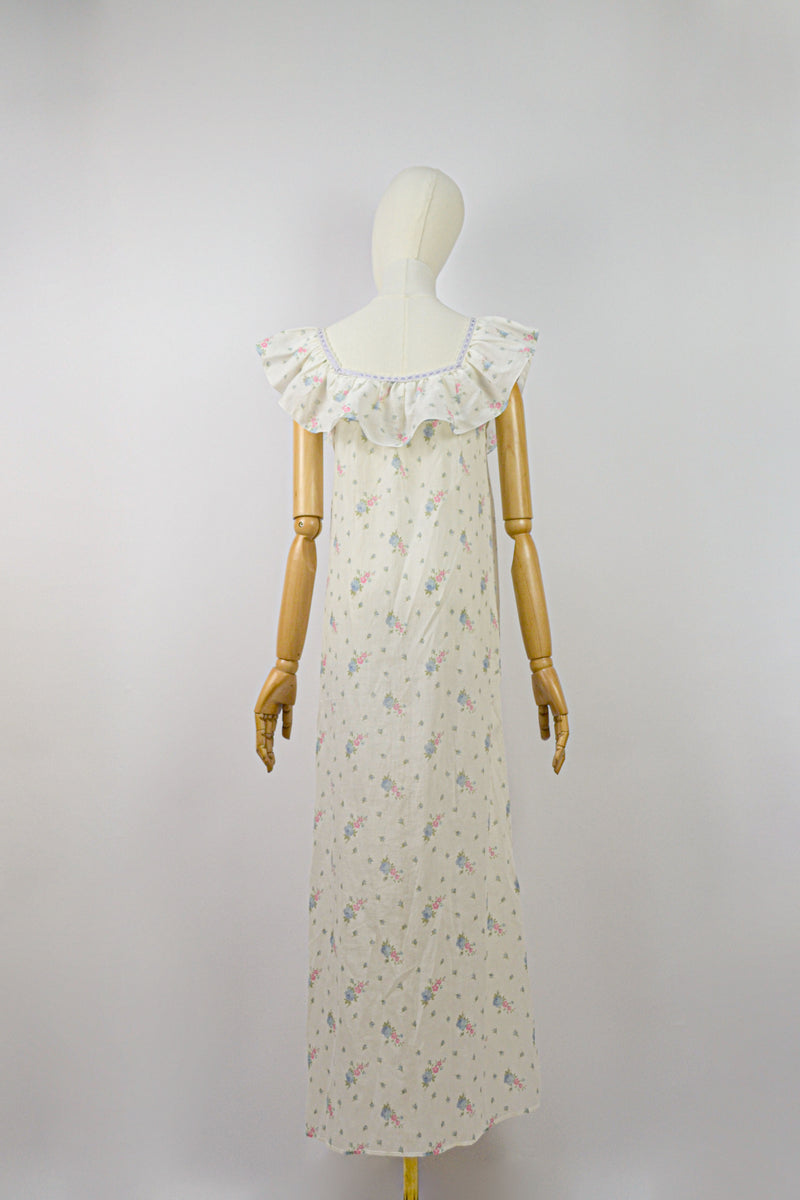 PETAL POETRY - 1990s Vintage Christian Dior Floral Nightgown- Size S