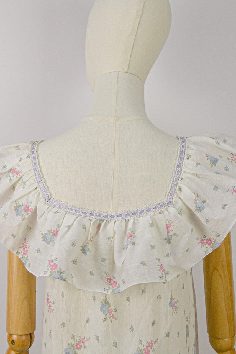 PETAL POETRY - 1990s Vintage Christian Dior Floral Nightgown- Size S