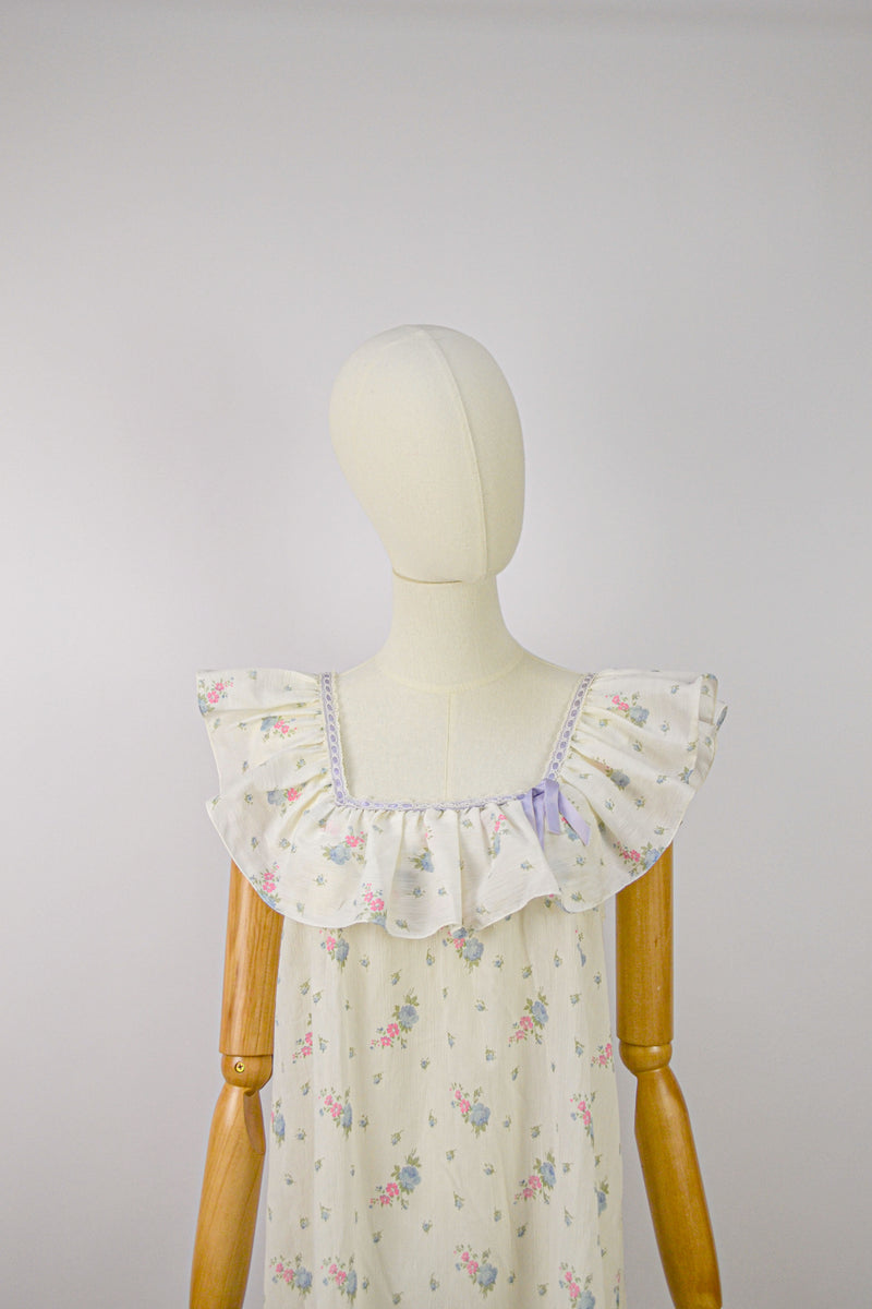PETAL POETRY - 1990s Vintage Christian Dior Floral Nightgown- Size S
