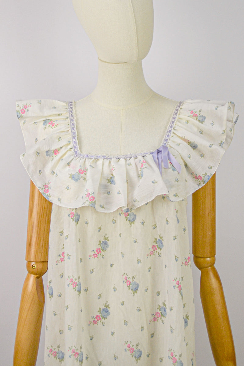 PETAL POETRY - 1990s Vintage Christian Dior Floral Nightgown- Size S